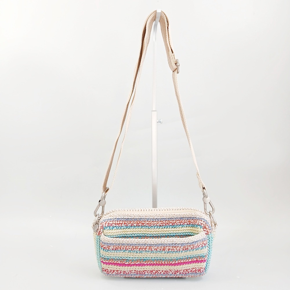 The Sak Cora Crochet Convertible Smartphone Crossbody Womens Multi Color Striped
